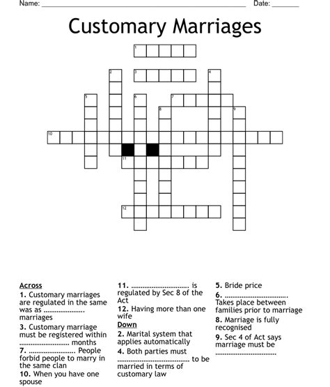 Marriages Crossword Clue